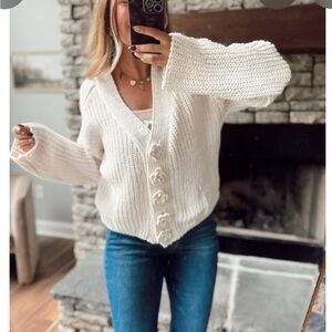 POL Cream Knit Cardigan